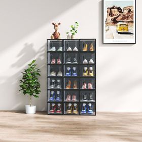 Black Medium 18PCS 35x25x19cm Shoebox, Plastic, Mesh, Free Combination (Color: Black)