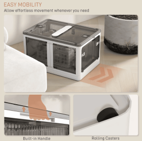 Stackable Storage Bins With Lids, Wheels, And Collapsible, White (Color: White)