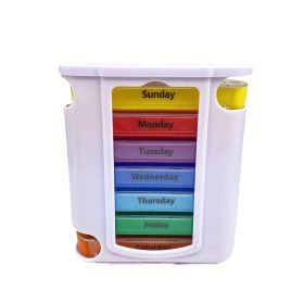 28 Rainbow-colored Pill Boxes Seven Days A Week, Pill Sorting Storage Box, With Four Daily - Morning, Noon, Evening And Bedtime, Portable Plastic (Option: White and colored)