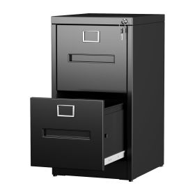 Metal Vertical File Cabinet With 2 Drawer,Vertical File Cabinet With Lock For Letter Legal F4 A4, Assembly Required,Black (Color: Black)